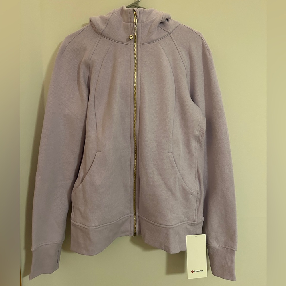 NWT Lululemon Scuba Full-Zip Hoodie in Lilac Ether/Gold size 14 - Picture 7 of 11